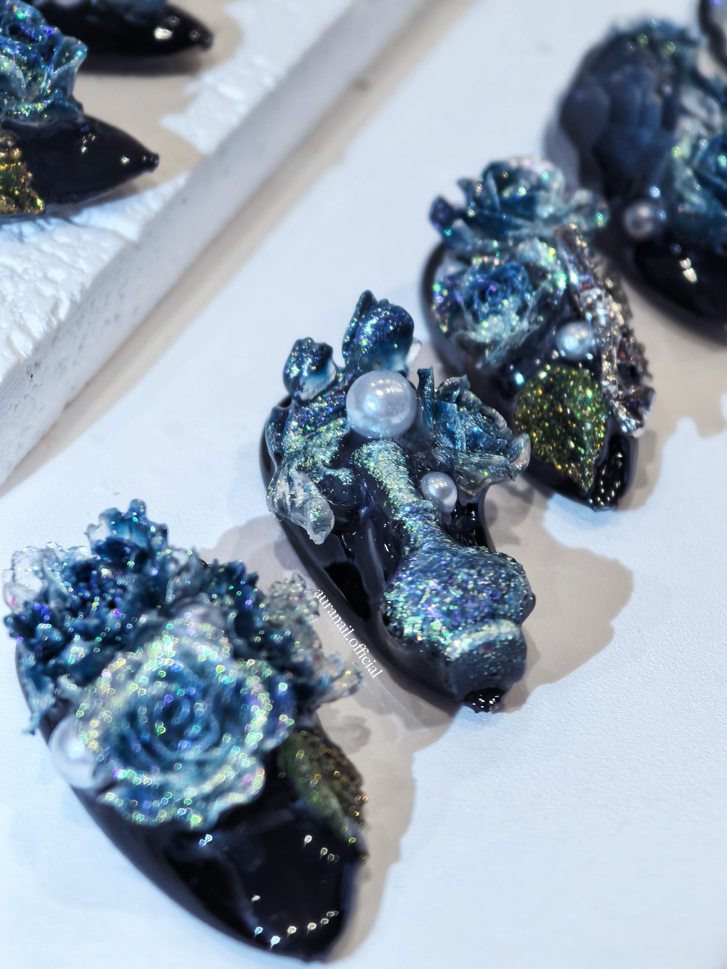 Rose Gilded Romance Handmade Press On Nails | Free Butterfly Open Ring Gift Set!