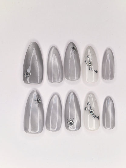 Customised Cancer Zodiac Handmade Press-On Nails | Kawaii Nails | Pretty Nails | Premium Nails | Salon Quality Nails
